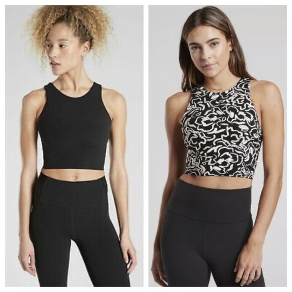 Bundle of 2 Athleta Women's Conscious Crop Bra A-C Black White Size L - Picture 1 of 12